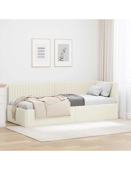 Cornice del letto ad angolo Crema 80 x 200 cm Velluto