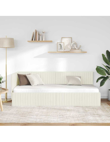 Cornice del letto ad angolo Crema 80 x 200 cm Velluto
