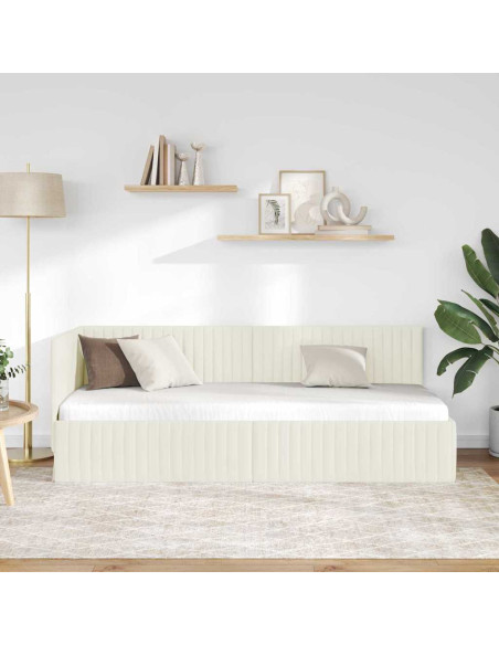 Cornice del letto ad angolo Crema 80 x 200 cm Velluto