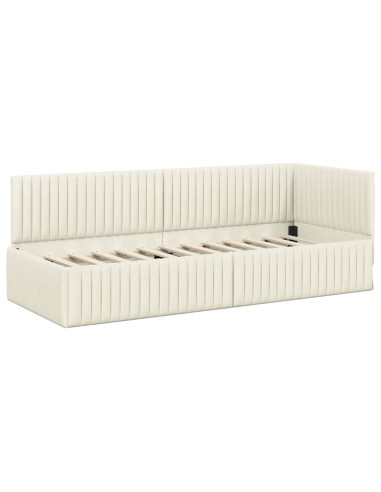 Cornice del letto ad angolo Crema 80 cm x 200 cm Velluto