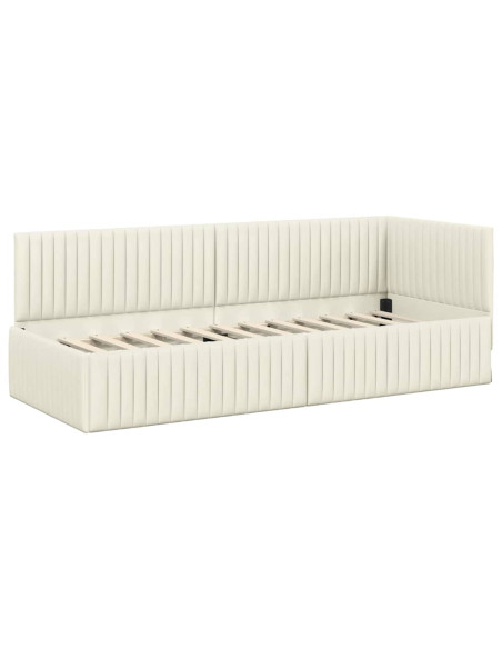 Cornice del letto ad angolo Crema 80 cm x 200 cm Velluto