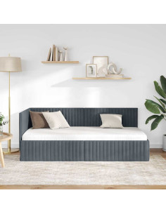Cornice del letto ad angolo Grigio scuro 90 cm x 190 cm Velluto 2