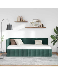 Cornice del letto ad angolo Verde Scuro 90 cm x 190 cm Velluto 2