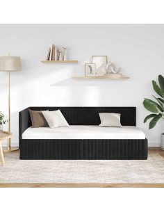 Cornice del letto ad angolo Nero 90 cm x 190 cm Velluto 2