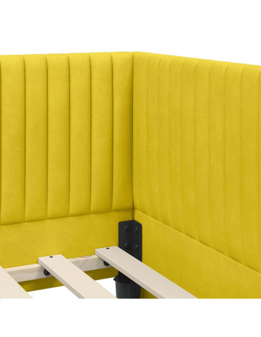 Cornice del letto ad angolo Giallo 90 x 190 cm Velluto