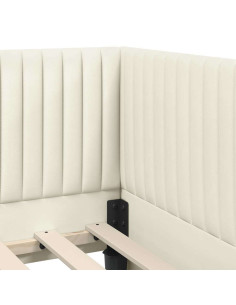 Cornice del letto ad angolo Crema 90 x 190 cm Velluto 2