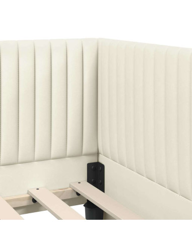 Cornice del letto ad angolo Crema 90 x 190 cm Velluto