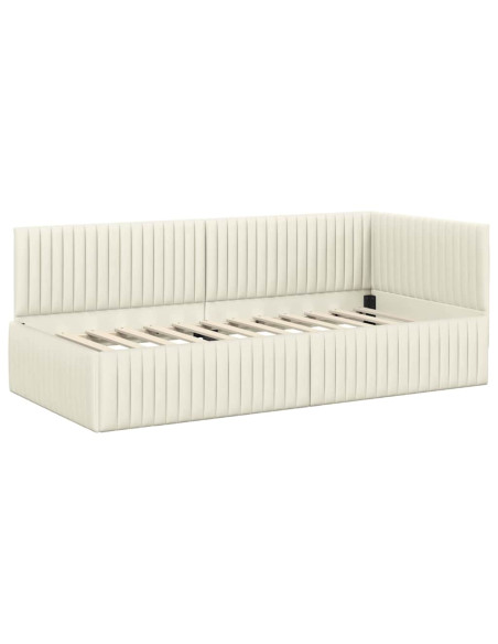 Cornice del letto ad angolo Crema 90 cm x 190 cm Velluto