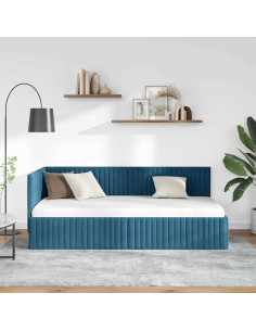 Cornice del letto ad angolo Blu 90 cm x 200 cm Velluto 2