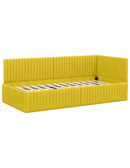 Cornice del letto ad angolo Giallo 90 x 200 cm Velluto