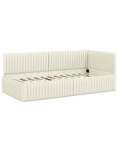Cornice del letto ad angolo Crema 90 cm x 200 cm Velluto