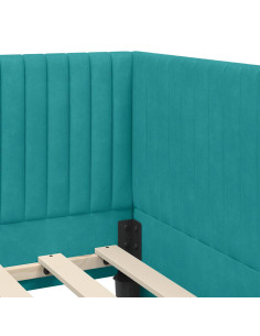 Cornice del letto ad angolo Turchese 90 x 200 cm Velluto 2