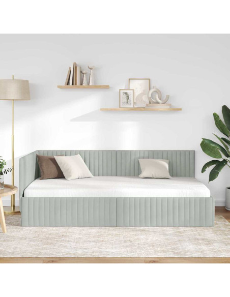 Cornice del letto ad angolo Grigio chiaro 100 cm x 200 cm