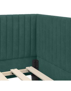 Cornice del letto ad angolo Verde scuro 100 x 200 cm Velluto 2