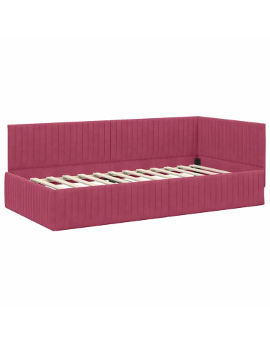 Cornice del letto ad angolo Rosso vino 100 x 200 cm Velluto