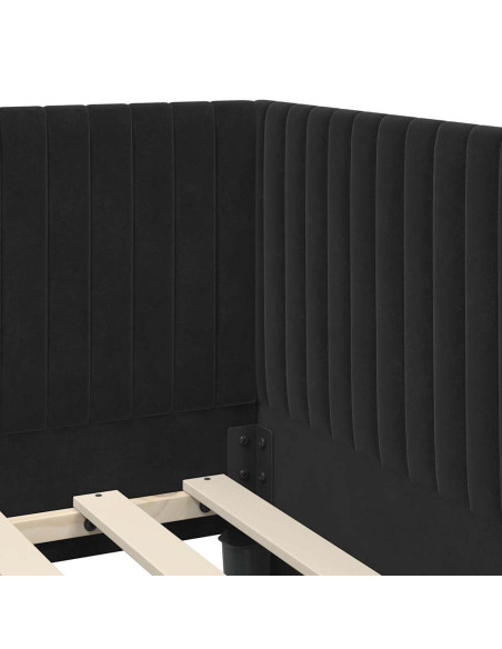 Cornice del letto ad angolo Nero 100 x 200 cm Velluto