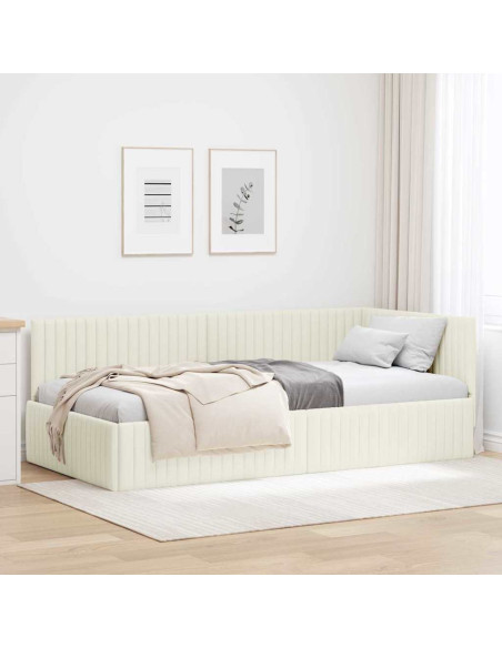 Cornice del letto ad angolo Crema 100 x 200 cm Velluto