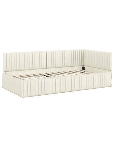 Cornice del letto ad angolo Crema 100 cm x 200 cm Velluto
