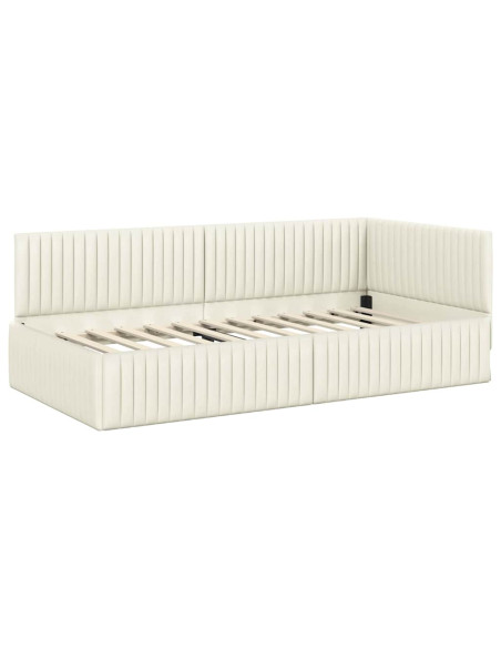 Cornice del letto ad angolo Crema 100 cm x 200 cm Velluto