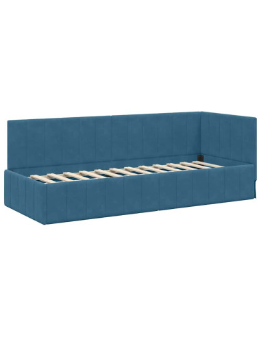 Cornice del letto ad angolo Blu 80 x 200 cm Velluto