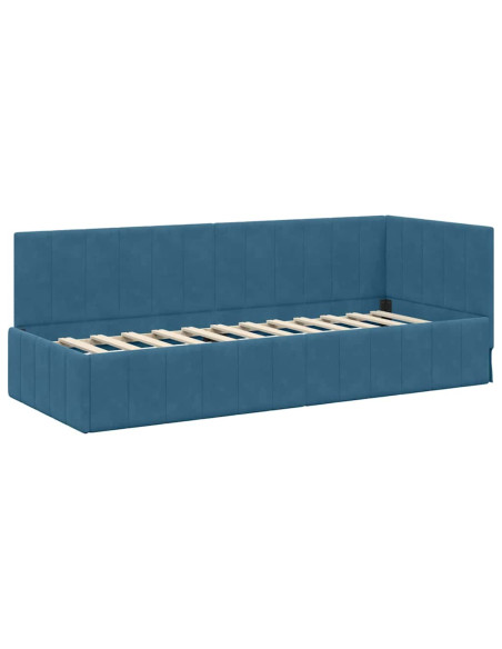Cornice del letto ad angolo Blu 80 x 200 cm Velluto