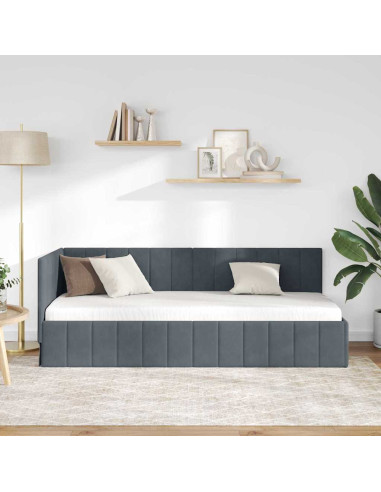 Cornice del letto ad angolo Grigio scuro 80 x 200 cm Velluto