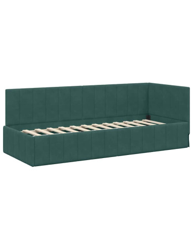 Cornice del letto ad angolo Verde scuro 80 x 200 cm Velluto