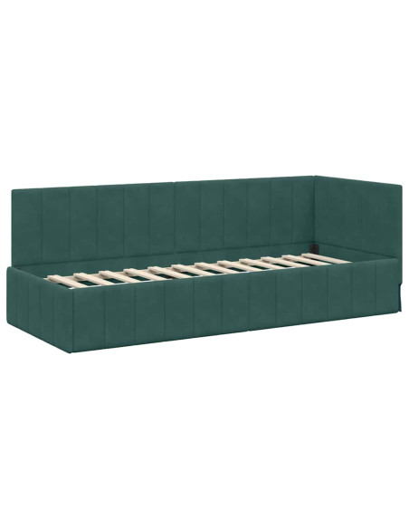 Cornice del letto ad angolo Verde scuro 80 x 200 cm Velluto