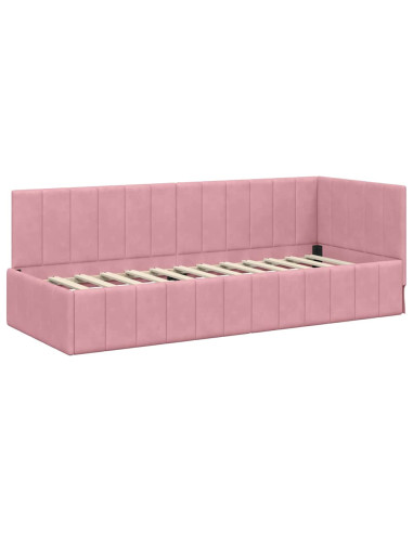 Cornice del letto ad angolo Rosa 80 x 200 cm Velluto