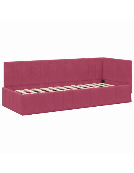 Cornice del letto ad angolo Rosso vino 80 x 200 cm Velluto