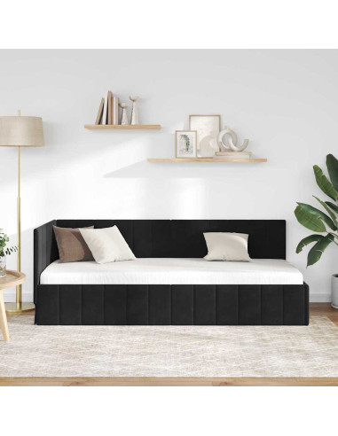 Cornice del letto ad angolo Nero 80 x 200 cm Velluto