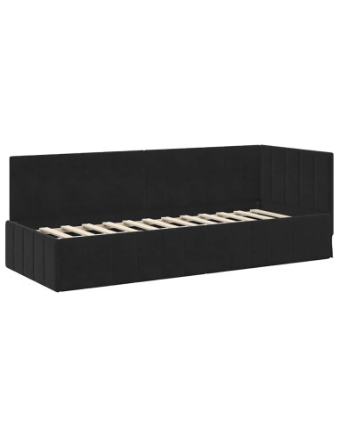 Cornice del letto ad angolo Nero 80 x 200 cm Velluto