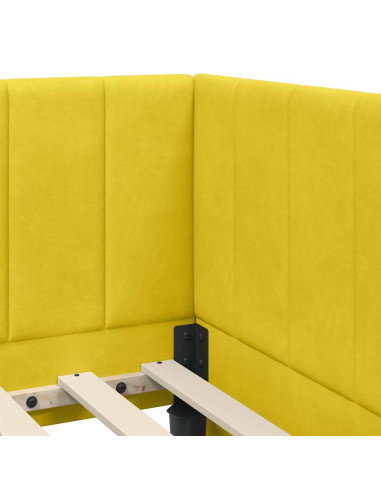 Cornice del letto ad angolo Giallo 80 x 200 cm Velluto