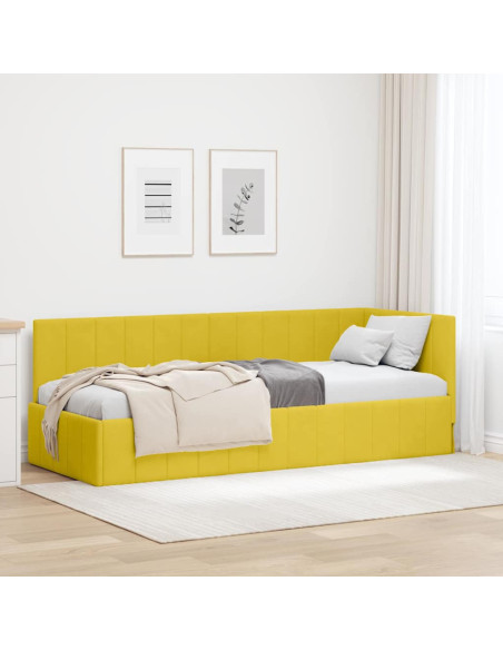 Cornice del letto ad angolo Giallo 80 x 200 cm Velluto