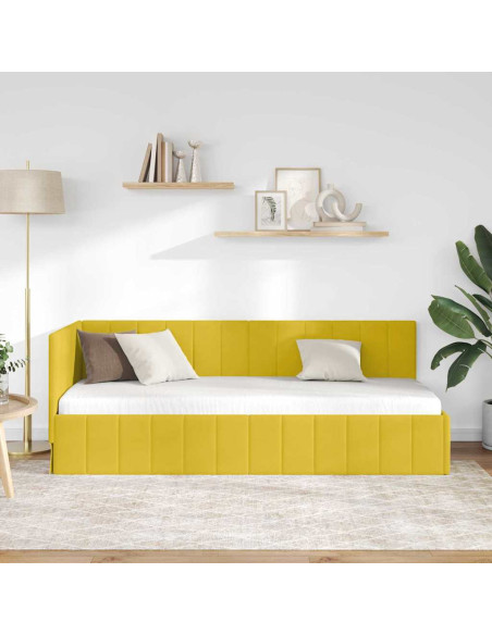 Cornice del letto ad angolo Giallo 80 x 200 cm Velluto