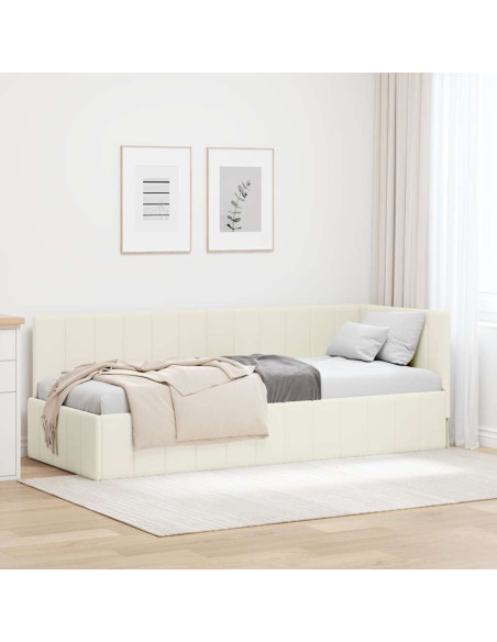 Cornice del letto ad angolo Crema 80 x 200 cm Velluto