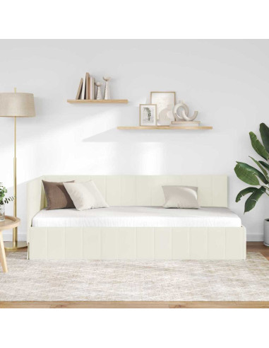 Cornice del letto ad angolo Crema 80 cm x 200 cm Velluto