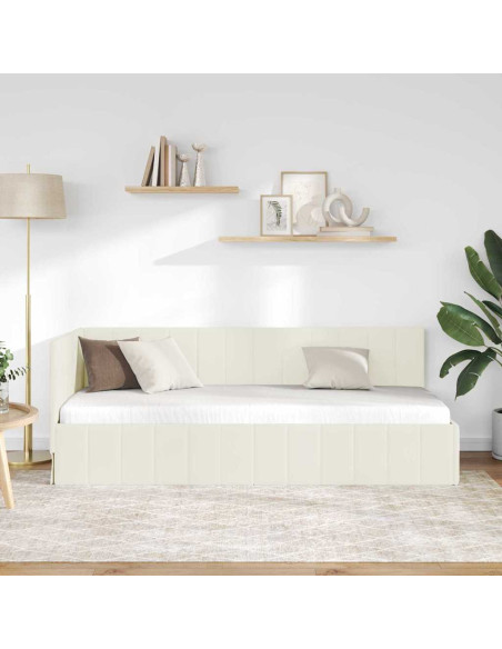 Cornice del letto ad angolo Crema 80 x 200 cm Velluto