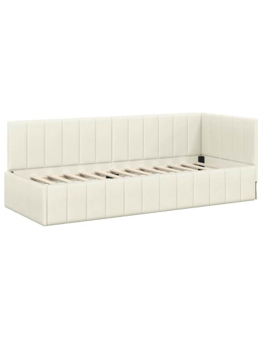 Cornice del letto ad angolo Crema 80 cm x 200 cm Velluto