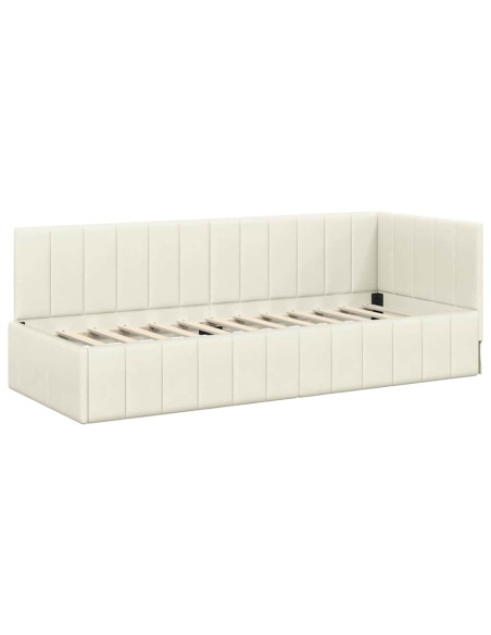 Cornice del letto ad angolo Crema 80 cm x 200 cm Velluto