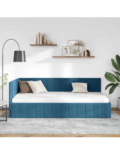 Cornice del letto ad angolo Blu 90 cm x 190 cm Velluto 2