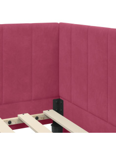 Cornice del letto ad angolo Rosso vino 90 x 190 cm Velluto 2