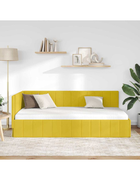 Cornice del letto ad angolo Giallo 90 x 190 cm Velluto