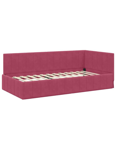 Cornice del letto ad angolo Rosso vino 90 x 200 cm Velluto
