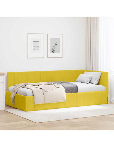 Cornice del letto ad angolo Giallo 90 x 200 cm Velluto