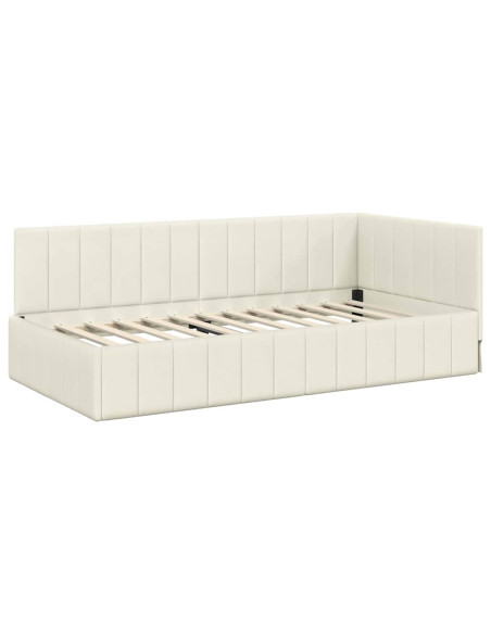 Cornice del letto ad angolo Crema 90 cm x 200 cm Velluto