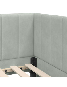 Cornice del letto ad angolo Grigio chiaro 100 x 200 cm Velluto 2