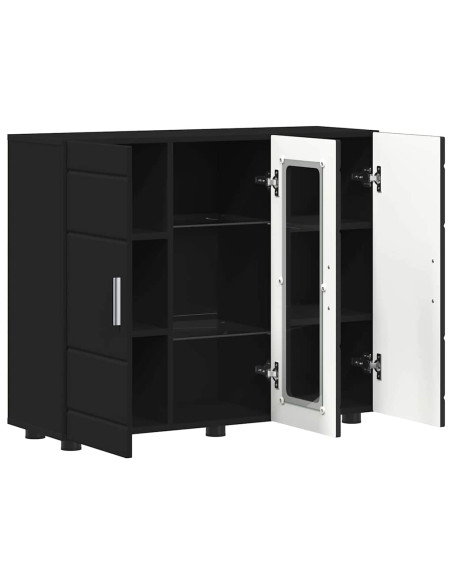 Credenza con porta Nero 55.5 x 29 x 100 cm Legno multistrato