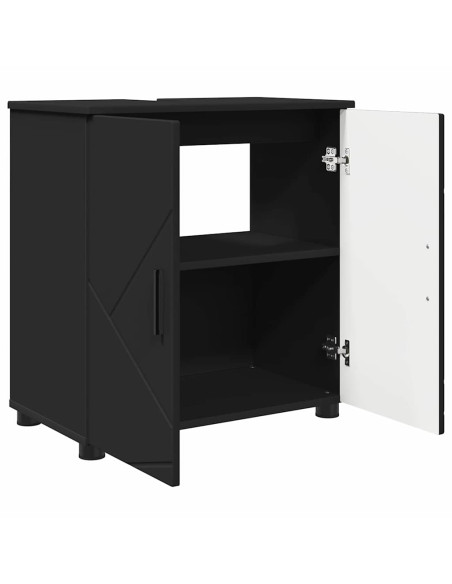 Set di mobili per il bagno con porta 3 pcs Nero 61 x 35 x 64 cm