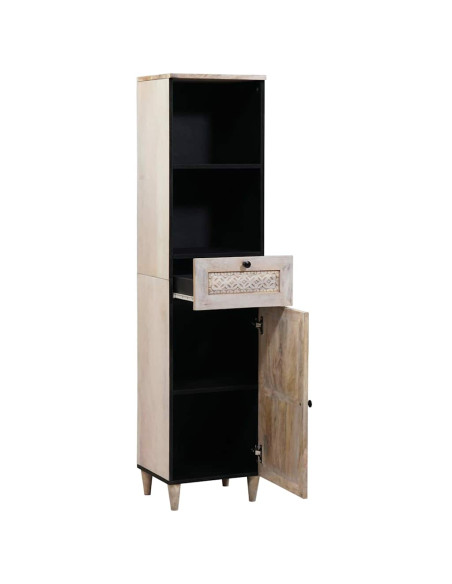 Mobile da Bagno Bianco 38 x 33.5 x 160 cm Legno Massiccio Mango